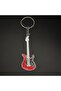 Red Electric Guitar Keychain,Mini Alloy Bass Pendant for Backpacks and Wallets,One Size - 3