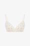 Ecru Comfy Cozy Printed Pointel Cotton Wire Free Bra