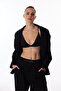 Black Satin Stone Triangle Bra - 6