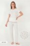 Cotton Regular Fit Crew Neck Short Sleeve Patterned Comfortable Pajama Set Women's Pajama Set 65 - 2