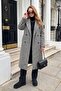 Oversize Fit Mono Collar Buttoned Boucle Long Cashmere Coat Women's Coat 6811997