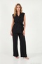 Double-Breasted Collar Tie Detail Wide Leg Suit Women's Suit 5866393 - 3