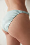 Mint Green White Checkerboard Patterned Greenlake Side Piping Detailed Bikini Bottom - 4