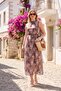 Patterned Halter Neck Sleeveless Belted Maxi Chiffon Dress Women Dress 6525724