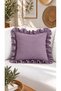 İnci Vintage Purple - Lilac Ruffled Throw Pillow Cover 1 Pc - 2