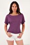 Normal Fit Bird Eye Staple Detailed Boat Neck Blouse Women's Blouse 5866997 - 2