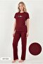 Regular Fit Patterned Crew Neck Short Sleeve Pajama Set Women's Pajama Set 65770823 - 2