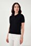 Regular Fit Short Sleeve Buttoned Knitwear Polo Collar Sweater Women's Polo Collar Sweater 4617056 - 3