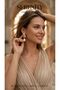 Gold Steel Earrings with Wing Figure and Pearl - 2