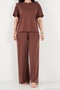 Soft Textured Crew Neck Elastic Waist Short Sleeve Pajama Set Women's Pajama Set 65720102 - 5