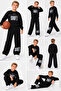 Boys' Black Shift Printed Crew Neck Sweatshirt and Wide Leg Sweatpants 2-Piece Set - 4