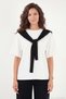 Comfortable Fit Crew Neck Shoulder Shawl Detailed t Shirt Women's t Shirt 5867044 - 5