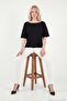 Standard Fit Drape Detailed Bat Sleeve t Shirt Women's t Shirt 5866962 - 4