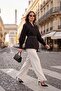 Double-Breasted Collar Belted Balloon Sleeve Cotton Shirt Women's Shirt 6835057