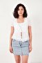 Lace Detailed Tie-Up V-Neck Blouse Women's Bluz 5867026 - 2