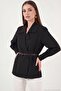 Double-Breasted Collar Belted Balloon Sleeve Cotton Shirt Women's Shirt 6835057 - 5