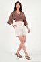 Cotton Shorts with Tie Detail Women's Shorts 668Yp5485 - 4