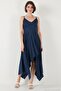 Asymmetrical Cut Regular Fit Midi Length Strappy V-Neck Dress Women's Dress 5866131 - 3