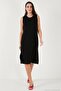 Regular Fit Crew Neck Slit Detailed Basic Midi Dress Women's Dress 5866160 - 2