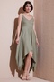 Asymmetrical Cut Regular Fit Midi Length Strappy V-Neck Dress Women's Dress 5866131 - 2