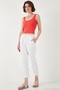 Cotton Waist-Tied High Waist Linen-Look Short-Leg Trousers Women's Pants 668Yp5134 - 4