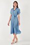 Patterned Regular Fit Slit Midi Length Belted Shirt Dress Women's Dress 6782106 - 5
