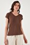 V-Neck Relaxed Fit Slit Blouse Women's Bluz 5862000 - 5