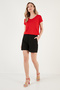 V-Neck Relaxed Fit Slit Blouse Women's Bluz 5862000 - 4