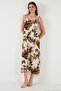 Patterned Oversize Fit Tie-Down Strap Round Neck Midi Length Dress Women's Dress 5869022 - 6