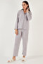 Regular Fit Shirt Collar Front Buttoned Fleece Pajama Set Women's Pajama Set 6571009W4 - 5