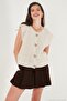 Premium Oversize Fit Crew Neck Buttoned Knitted Vest Women's Vest 680Yl1416 - 5