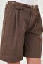 Cotton Loose Fit Pleated Belted Bermuda Shorts Women's Shorts 668Yp5439 - 6