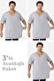 3-Pack Gray Men's V-Neck Short Sleeve Plus Size T-Shirt 100% Cotton Combed