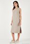 Regular Fit Crew Neck Slit Detailed Basic Midi Dress Women's Dress 5866160 - 5