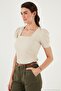 Sleeve Detailed Square Neck Blouse Women's Blouse 5869002 - 3