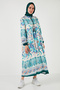 Modest Patterned Regular Fit Tie-Up V-Neck Maxi Dress Women Dress 611El510 - 2