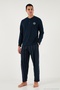 Plaid Soft Textured Regular Fit Long Sleeve Pajama Set Men's Pajama Set 609611030 - 4