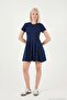 Regular Fit Crew Neck Pleated Mini Dress Women's Dress 5866342 - 4