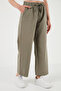 Cotton Waist-Tied High Waist Wide Leg Regular Fit Pants with Pockets Women's Pants 668Yp4 - 3