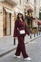 Regular Fit Belt Detailed Zippered Wide Leg Suit Women's Suit 6928879