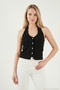 Ribbed Fitted Fit Halter Neck Backless Vest Women's Vest 5866515 - 4