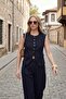 Front Slit Detailed Fitted Fit Crew Neck Buttoned Vest Women's Vest 6521194