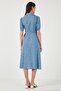 Patterned Regular Fit Slit Midi Length Belted Shirt Dress Women's Dress 6782106 - 7
