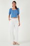 Cotton Relaxed Fit High Waist Wide Leg Pants Women's Pants 668Yp5118