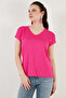 V-Neck Relaxed Fit Slit Blouse Women's Bluz 5862000 - 3