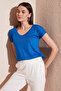 V-Neck Relaxed Fit Slit Blouse Women's Bluz 5862000 - 2