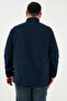 Regular Fit Mock Neck Zippered Large Size Fleece Cardigan Men's Cardigan 5906028B - 6