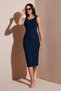 Ribbed Slim Fit Crew Neck Slit Midi Dress Women's Dress 5866101 - 2