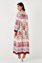 Modest Patterned Regular Fit Tie-Up V-Neck Maxi Dress Women Dress 611El510 - 5