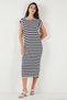 Regular Fit Crew Neck Striped Midi Dress Women's Dress 5866105 - 3
